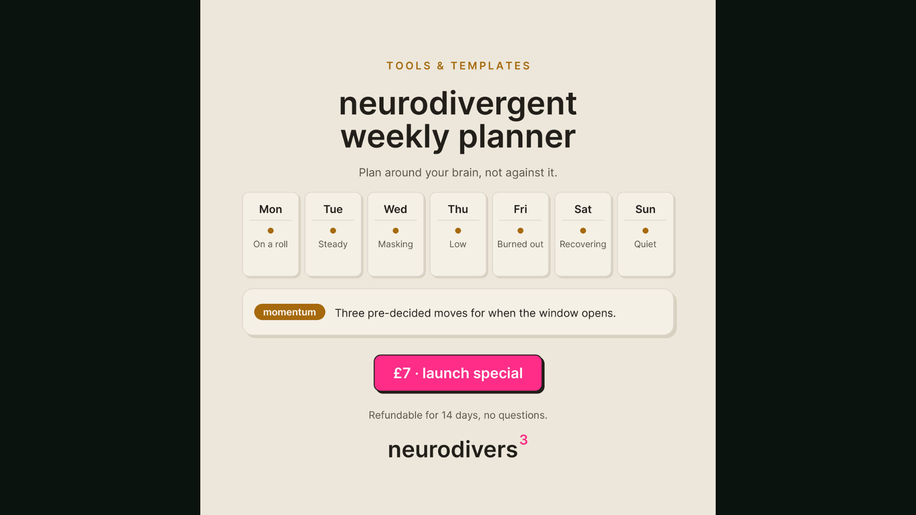 Neurodivergent Weekly Planner · product cover